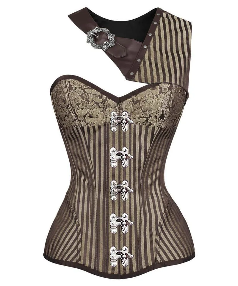 Charusha Steampunk Gold Brocade Corset with Bolero