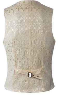 Cream Men's Jacquard Waistcoat