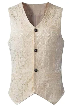Cream Men's Jacquard Waistcoat