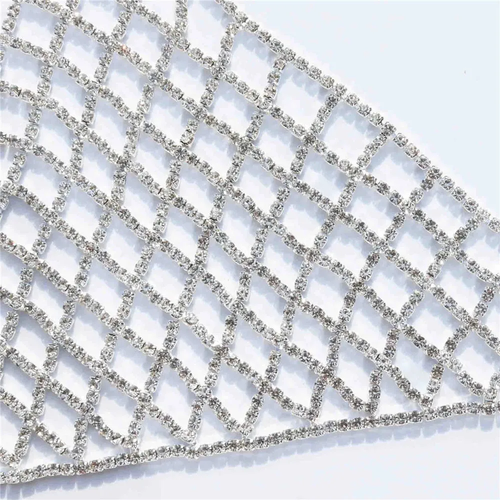 Crystal Rhinestone Chest Chain Sling Bra with Sparkling Mesh