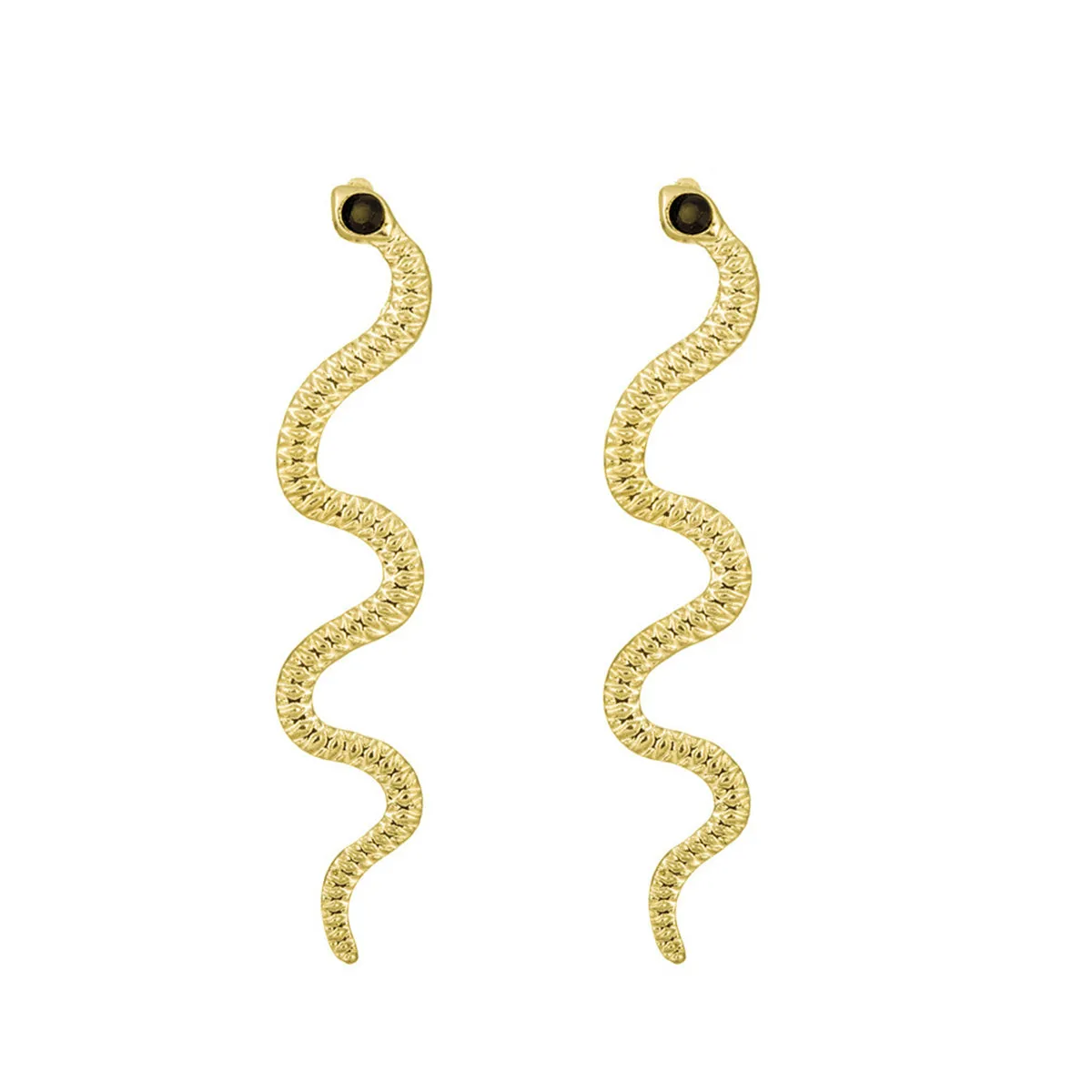 Cubic Zirconia & 18K Gold-Plated Snake Dangle Earrings
