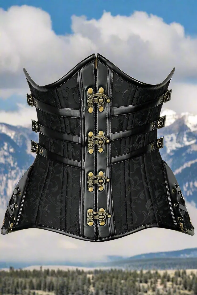 Curvy Steampunk Steel Double Boned Under Bust Corset