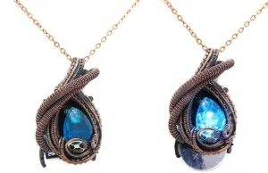 Custom Color Steampunk Resin Gem LED Pendant in Bronze