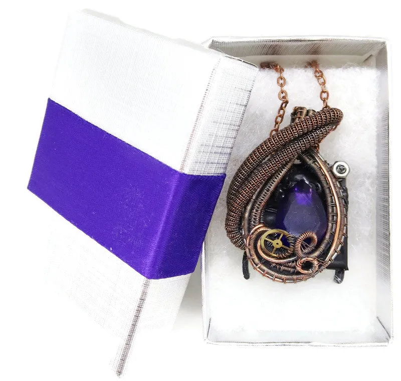 Custom Color Steampunk Resin Gem LED Pendant in Bronze