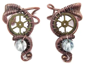 Custom Gemstone Small Bronze Steampunk Ear Cuff