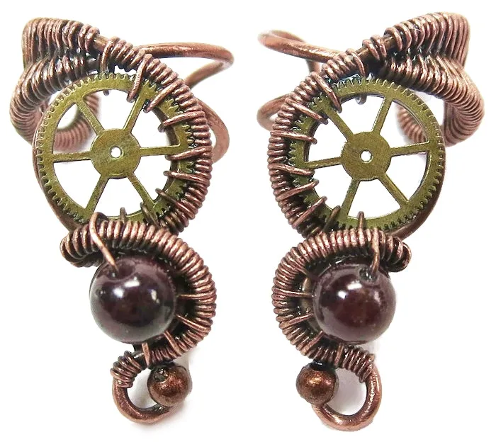Custom Gemstone Small Bronze Steampunk Ear Cuff