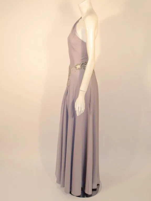 CUSTOM Lilac One-Shoulder Gown Hand Beaded Lace Detail