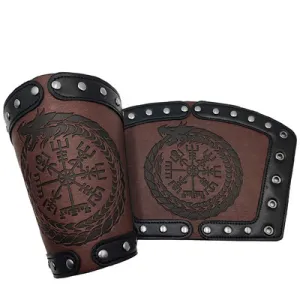 Dark Brown Cuff with Viking Runes B