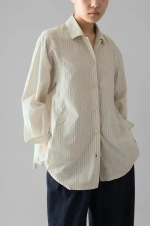 Dash Stripe Cotton Shirt, Ivory/Golden Olive