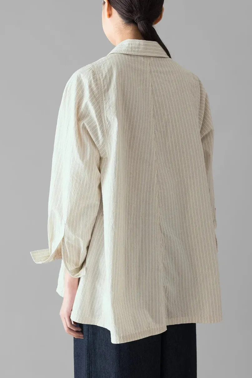Dash Stripe Cotton Shirt, Ivory/Golden Olive