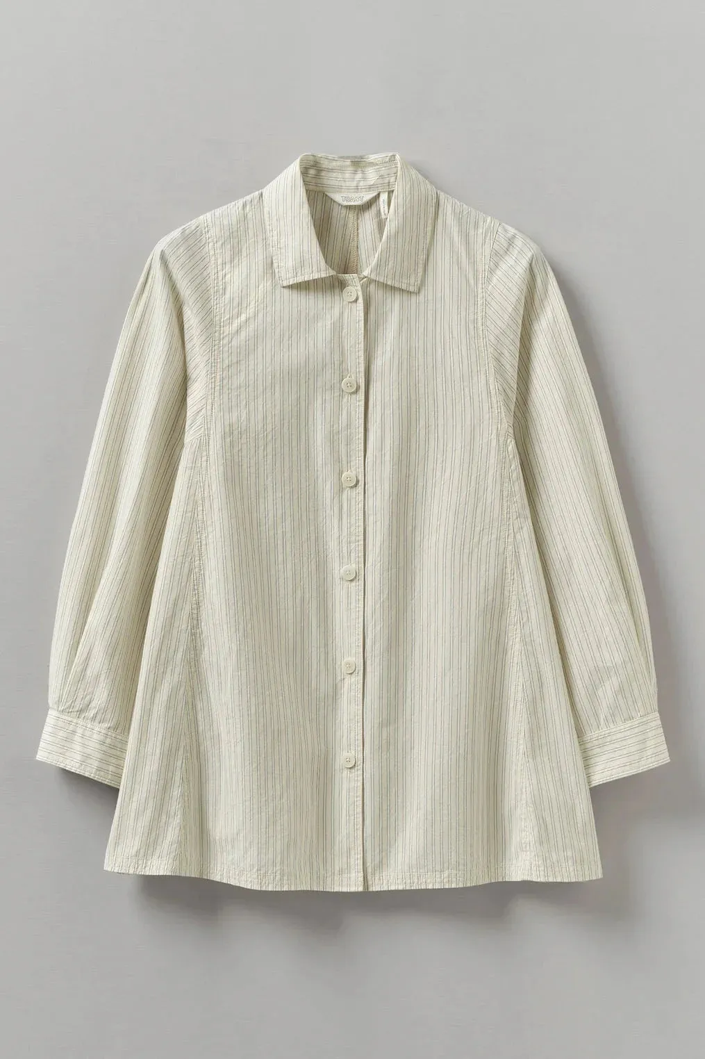 Dash Stripe Cotton Shirt, Ivory/Golden Olive