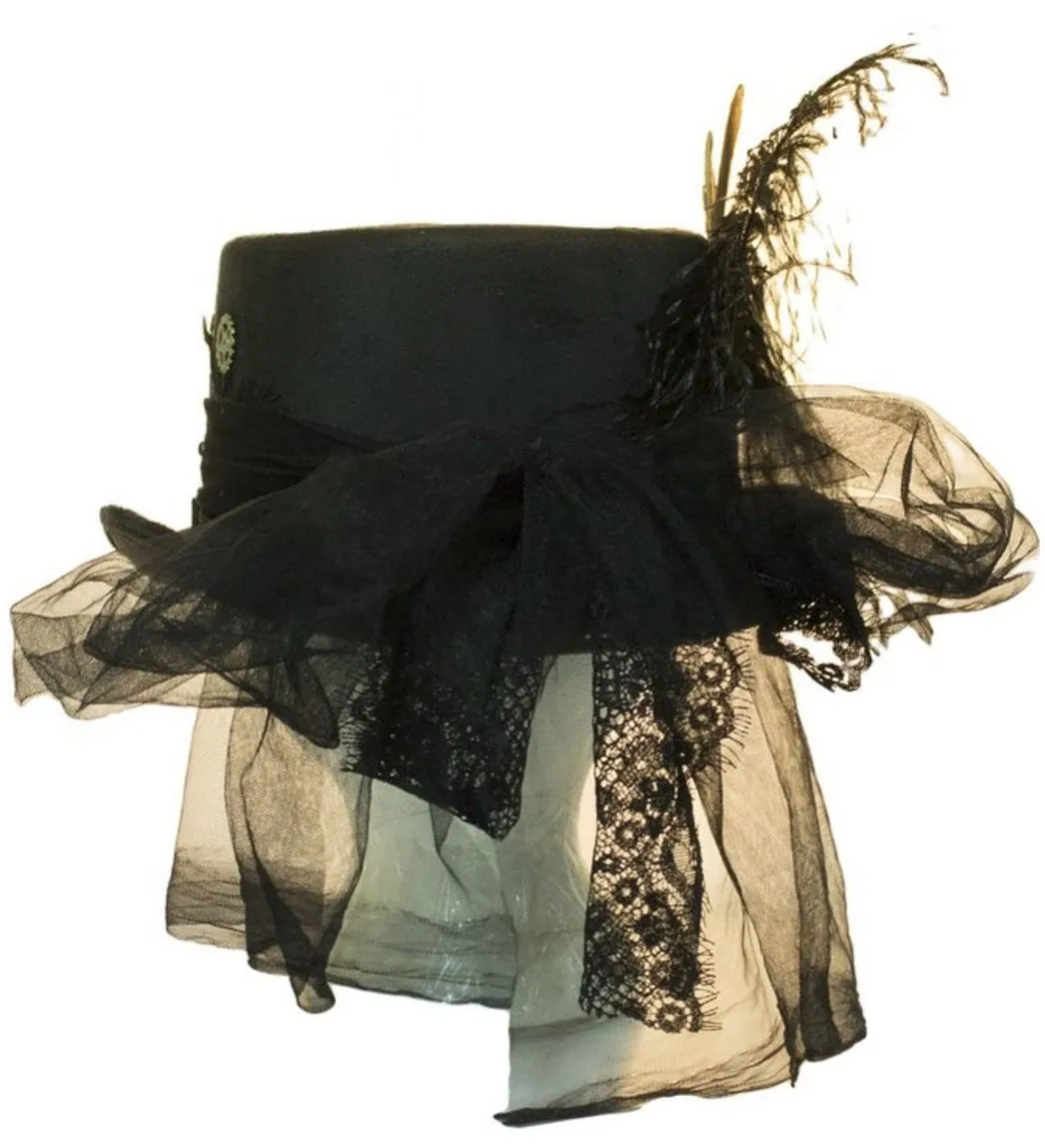 Deluxe Velvet 4.25 Inch Steampunk Top Hat with Removable Goggles