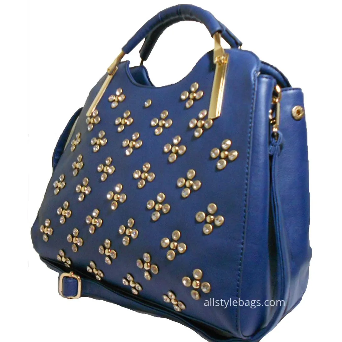 Designer inspired black LOEM Polka Flora Rhinestone Studs Shoulder bag handbag