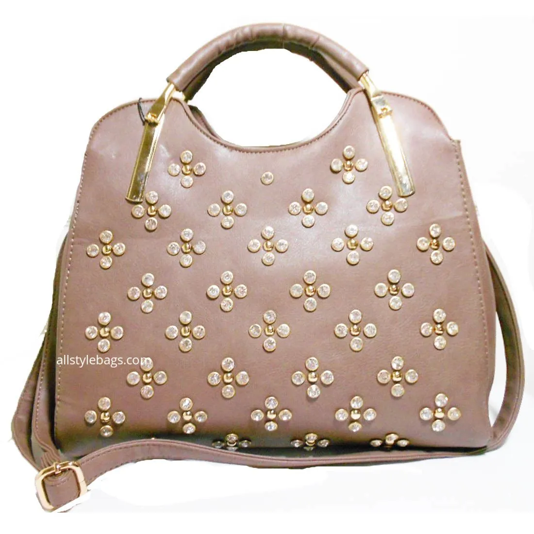 Designer inspired black LOEM Polka Flora Rhinestone Studs Shoulder bag handbag