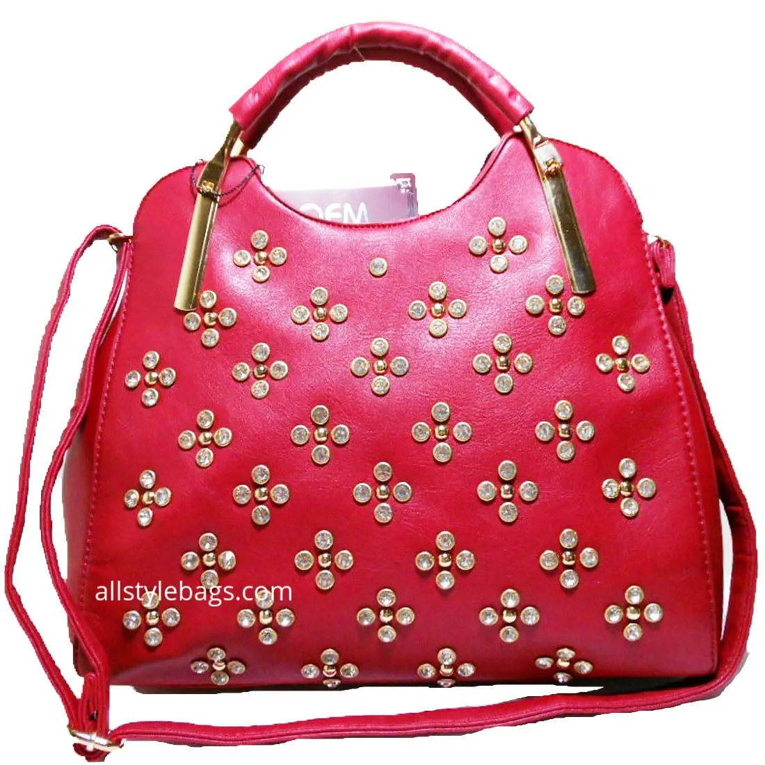 Designer inspired black LOEM Polka Flora Rhinestone Studs Shoulder bag handbag