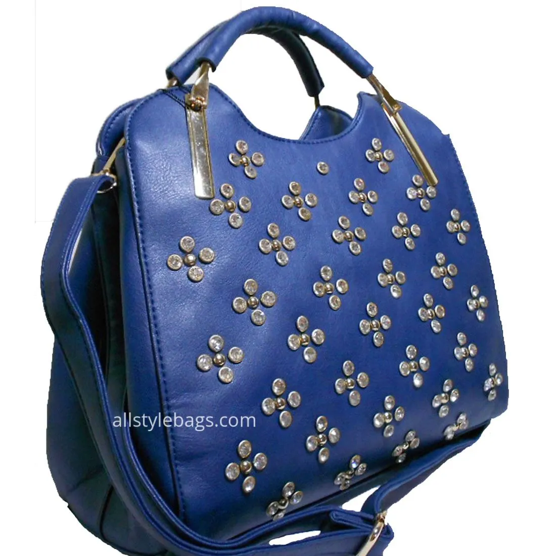 Designer inspired black LOEM Polka Flora Rhinestone Studs Shoulder bag handbag