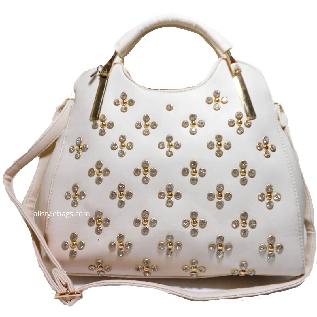 Designer inspired black LOEM Polka Flora Rhinestone Studs Shoulder bag handbag