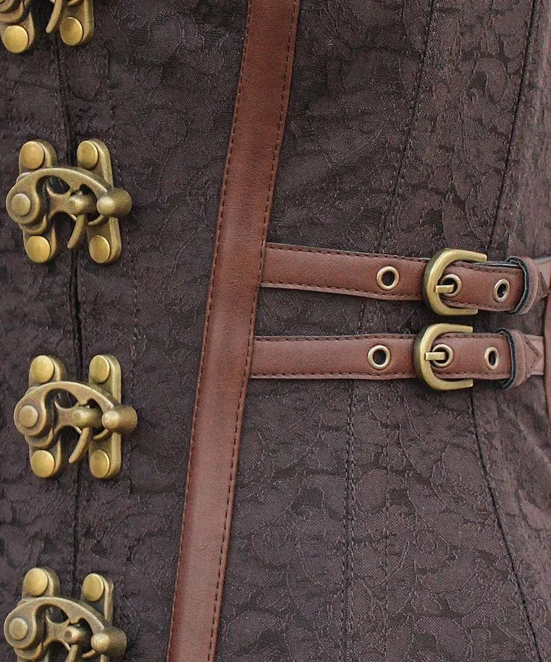 Dine Instant Shape Steampunk Brocade Corset with Side Buckles