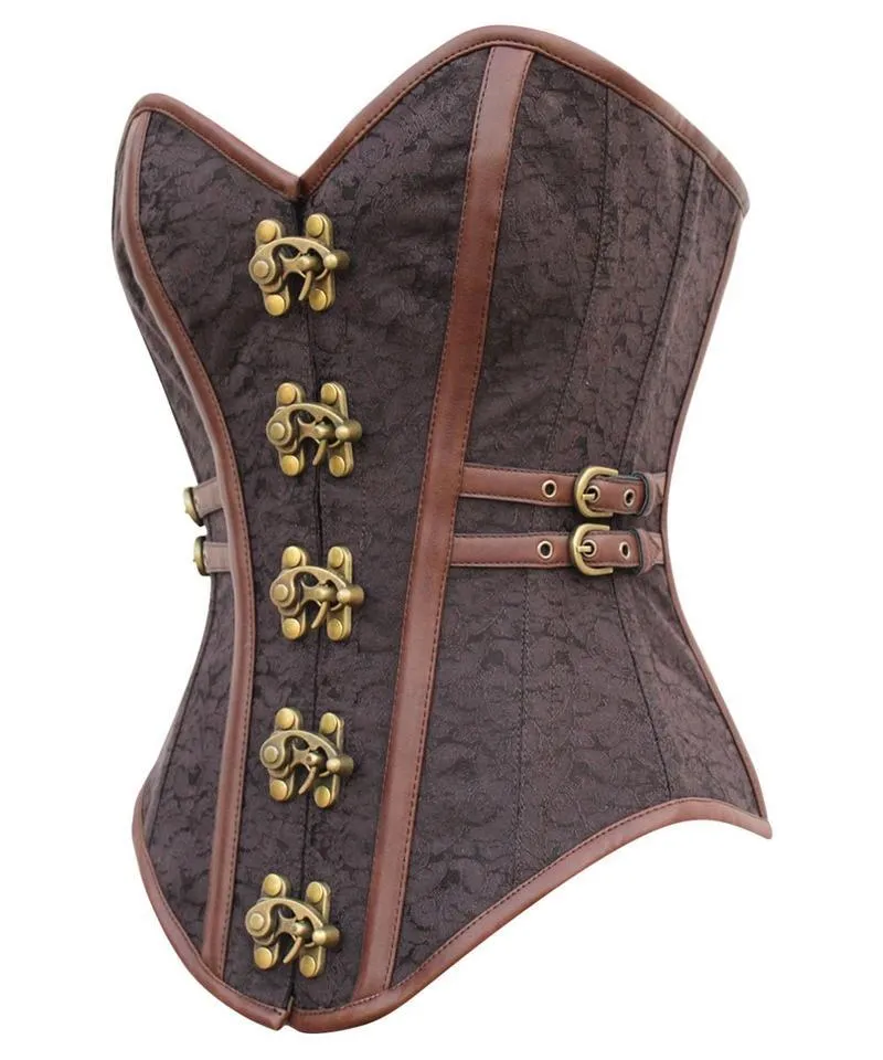 Dine Instant Shape Steampunk Brocade Corset with Side Buckles