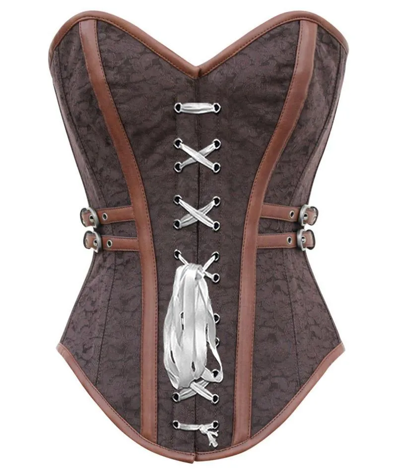 Dine Instant Shape Steampunk Brocade Corset with Side Buckles