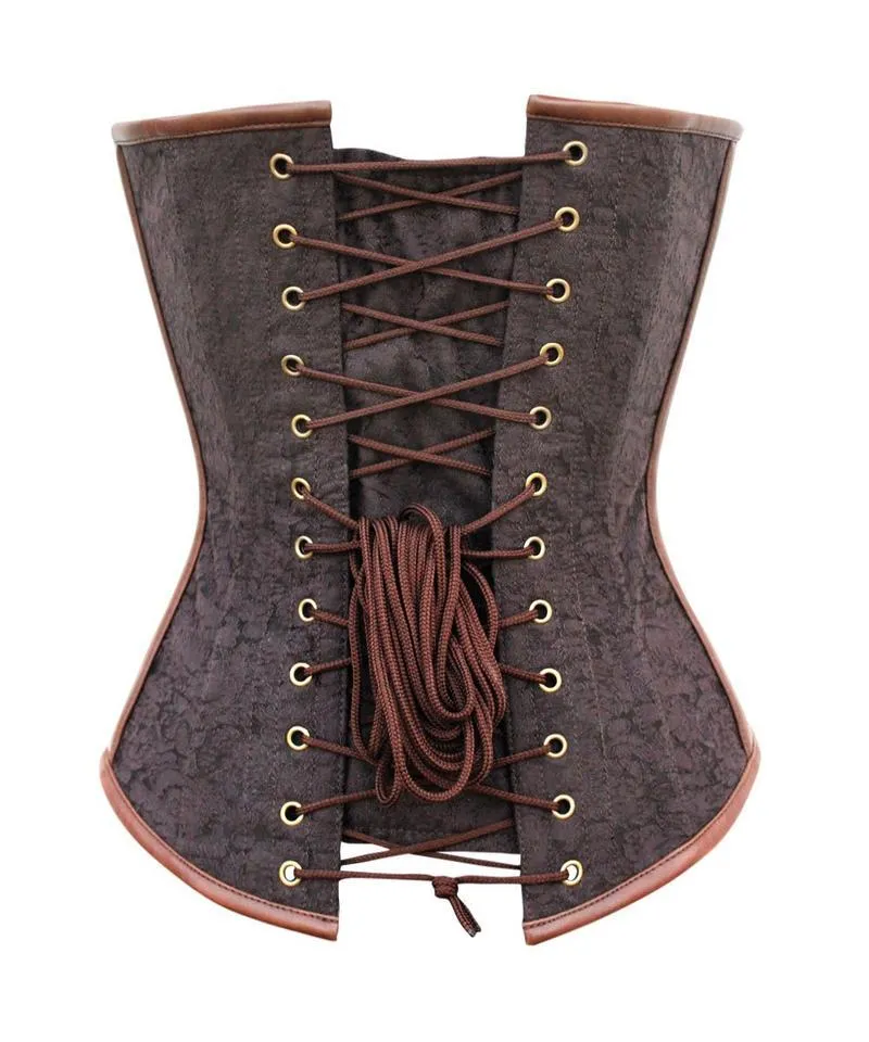 Dine Instant Shape Steampunk Brocade Corset with Side Buckles