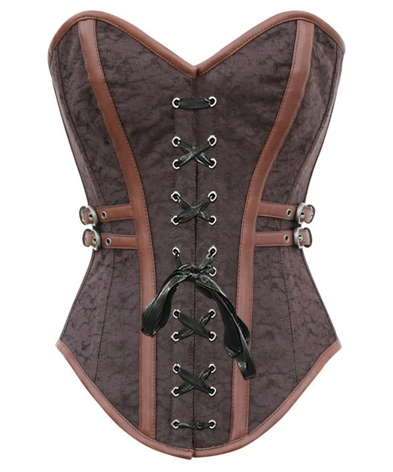 Dine Instant Shape Steampunk Brocade Corset with Side Buckles
