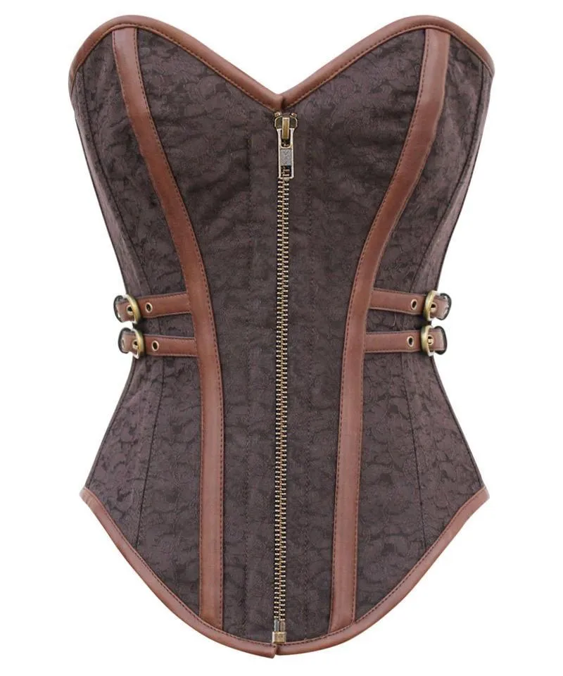 Dine Instant Shape Steampunk Brocade Corset with Side Buckles