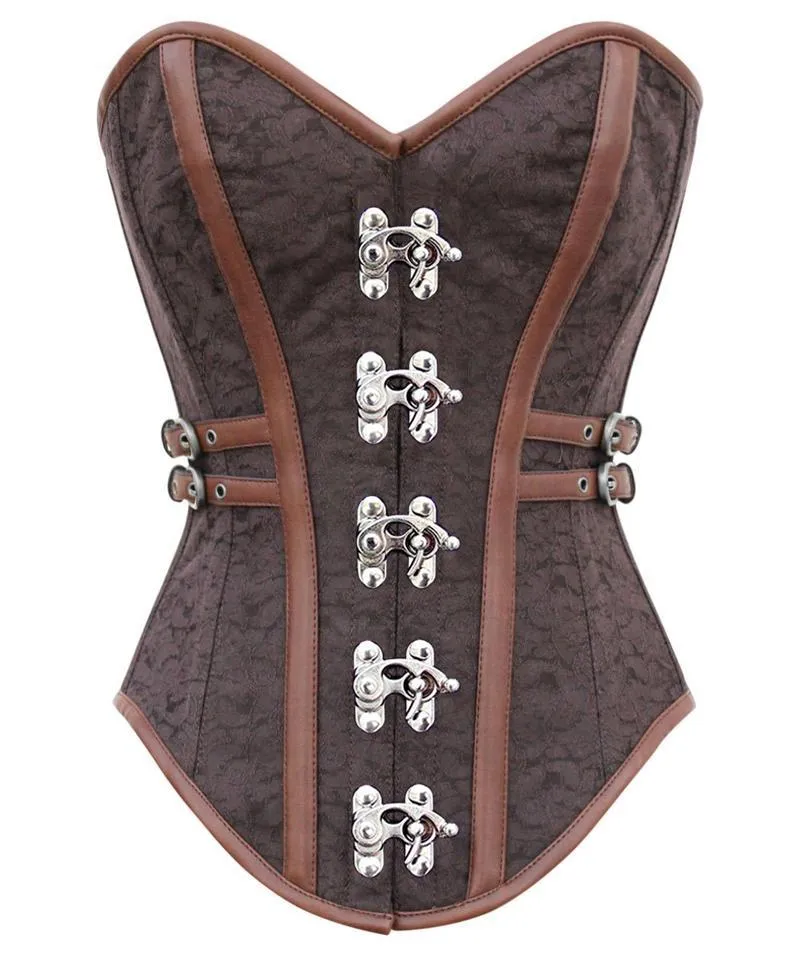 Dine Instant Shape Steampunk Brocade Corset with Side Buckles