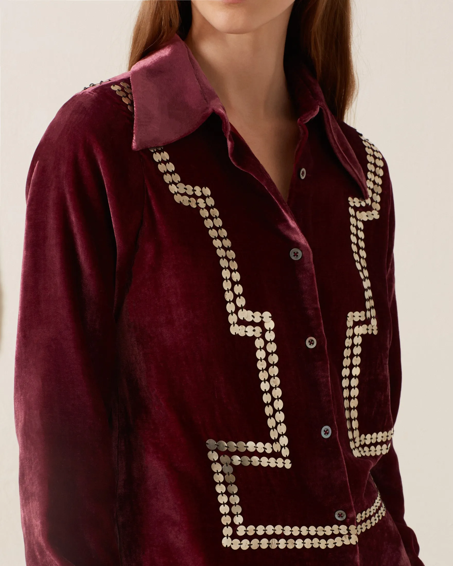 Dolly Plum Velvet Shirt