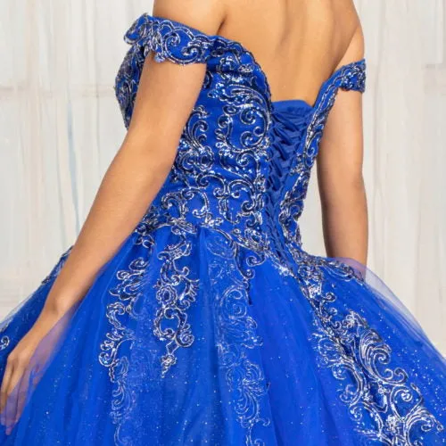 Embroider Embellished Sweetheart Glitter Mesh Ballgown