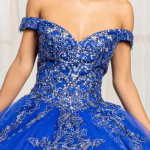 Embroider Embellished Sweetheart Glitter Mesh Ballgown