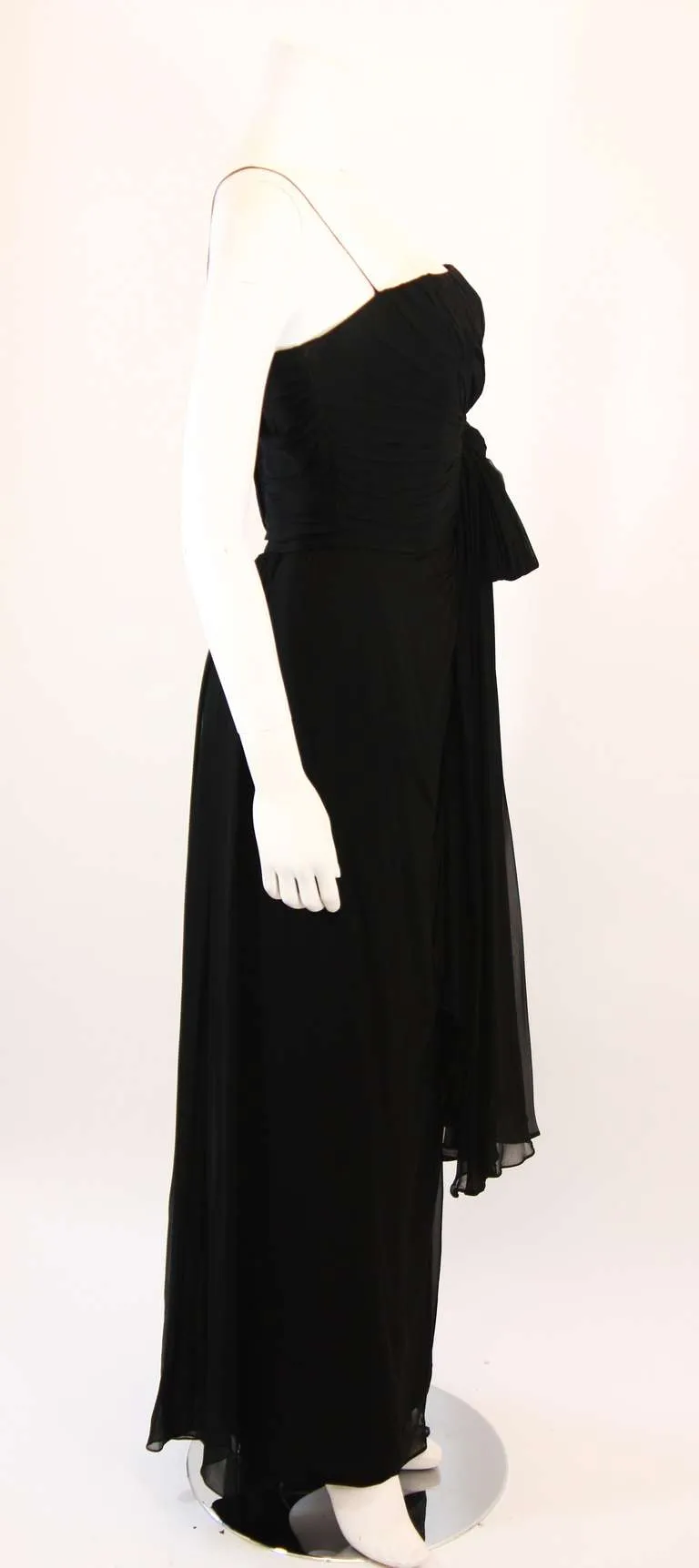 EMMA DOMB Black Silk Chiffon Gown Size S
