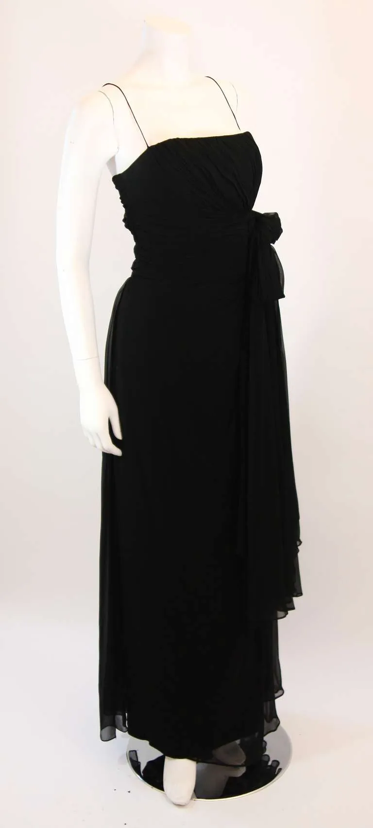EMMA DOMB Black Silk Chiffon Gown Size S