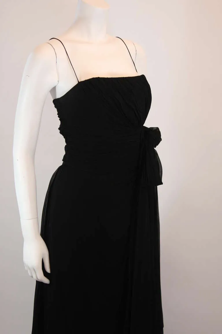 EMMA DOMB Black Silk Chiffon Gown Size S
