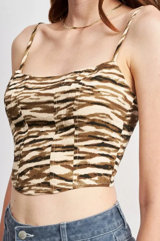 Emory Park PRINTED SPAGHETTI STRAP BUSTIER TOP