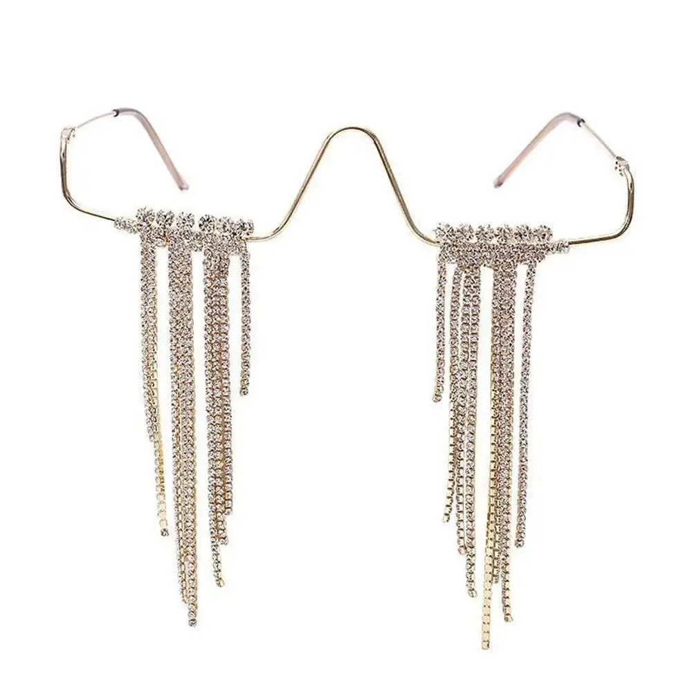 Fashionable Steampunk Crystal Half Frame Glasses