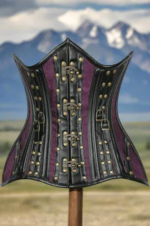 Faux Leather Brocade Steel Boned Under Bust Corset