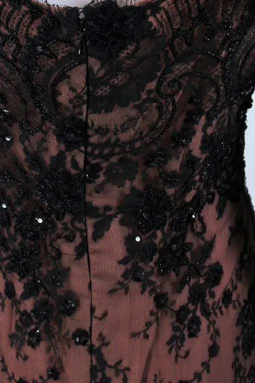 FE ZANDI Black Lace Embellished Cocktail Dress Size 8