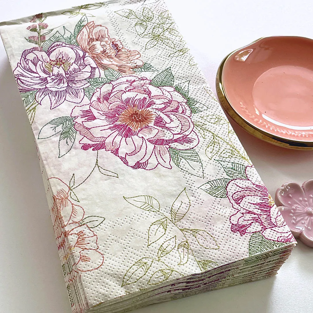 Floral Embroidery Style Paper Guest Towels