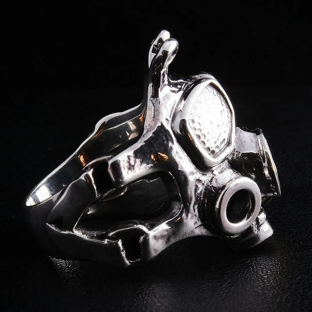 Gas Mask US Military Sterling Silver Ring