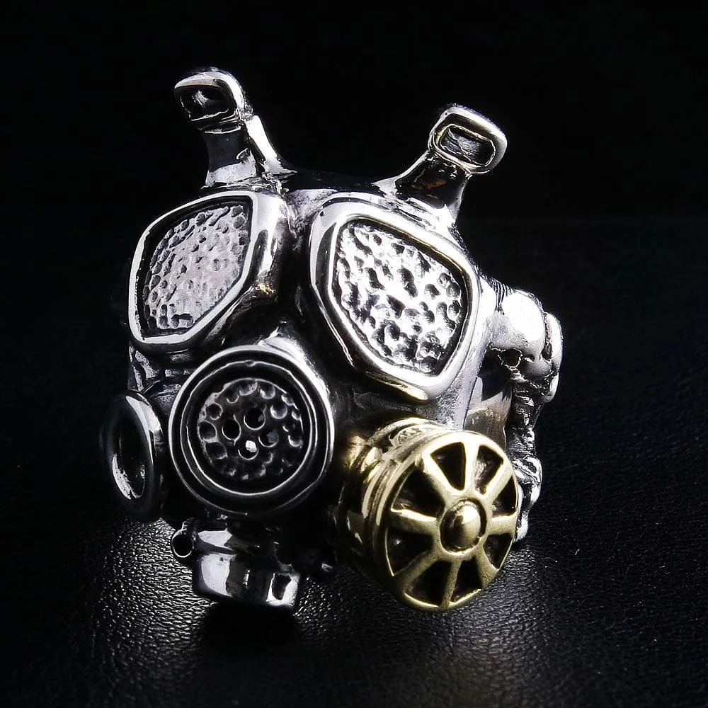 Gas Mask US Military Sterling Silver Ring