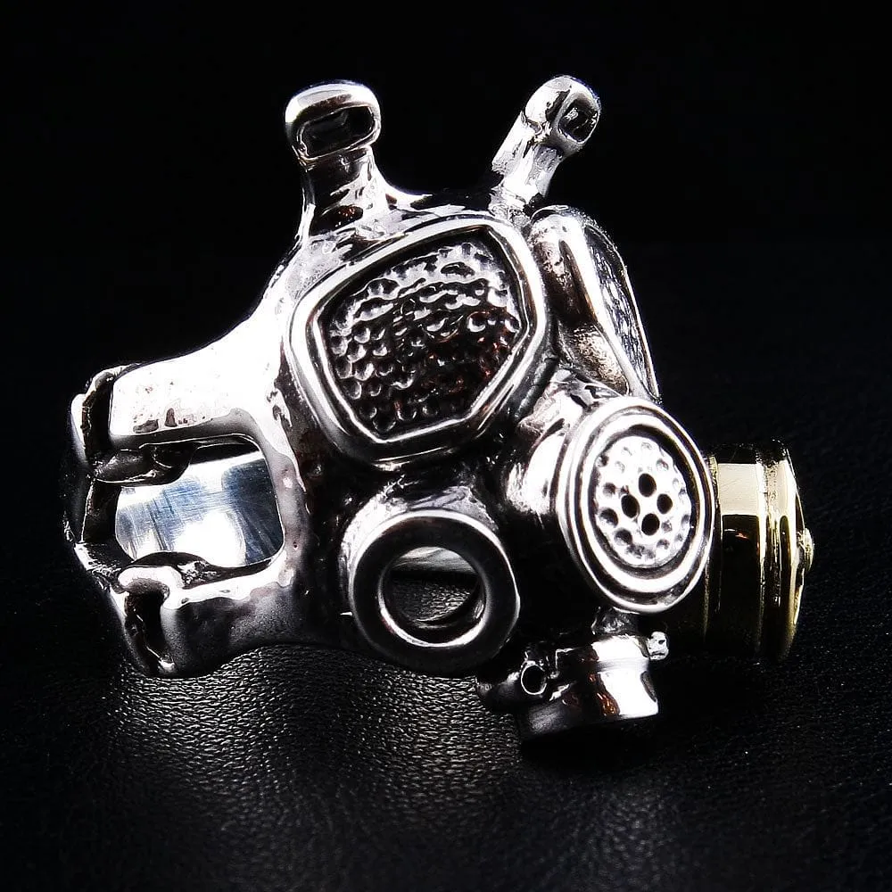 Gas Mask US Military Sterling Silver Ring