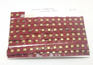 Genuine Cowhide Leather Trim 1 YD of 1" wide with Square Flat Nailhead Accent; edge binding; top stitch decoration; Country Red 3725XD9
