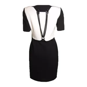 GIANFRANCO FERRE Black and White Dress w/  Suspender Detail Size 40
