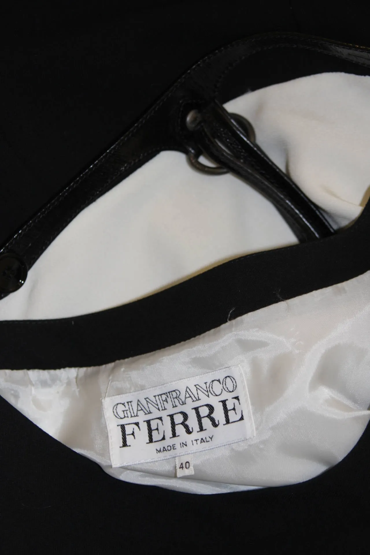 GIANFRANCO FERRE Black and White Dress w/  Suspender Detail Size 40