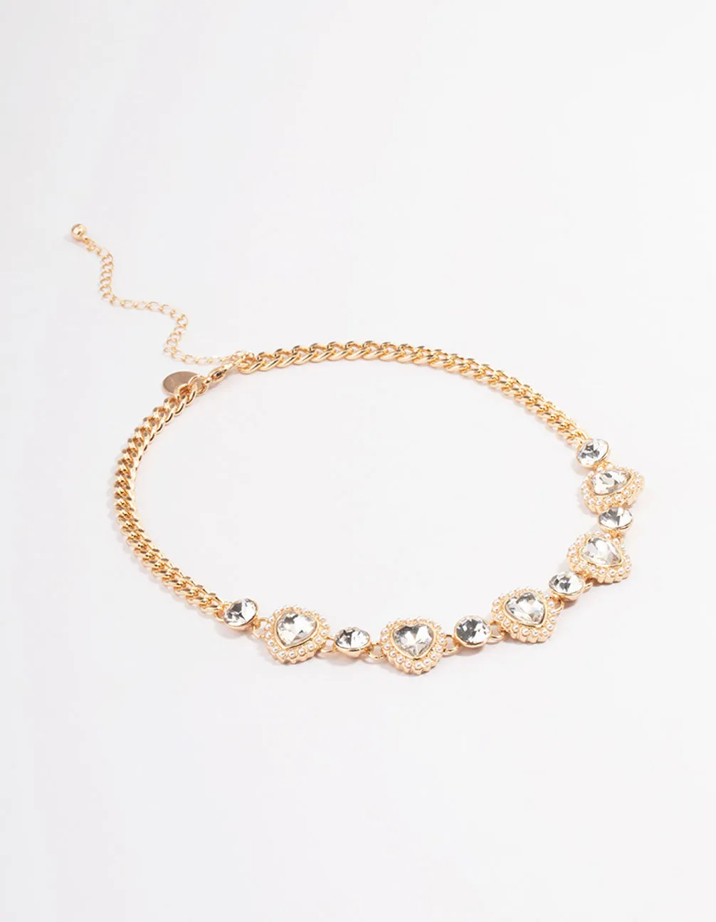 Gold Crystal Heart Choker