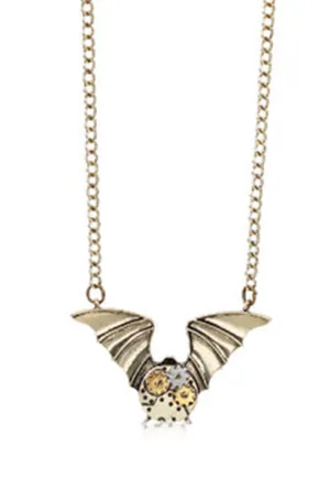 Gold Steampunk Bat Necklace (F)