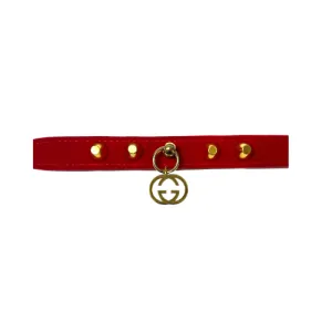 Grrrci Red Velvet Studded Collar