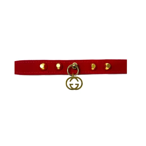 Grrrci Red Velvet Studded Collar