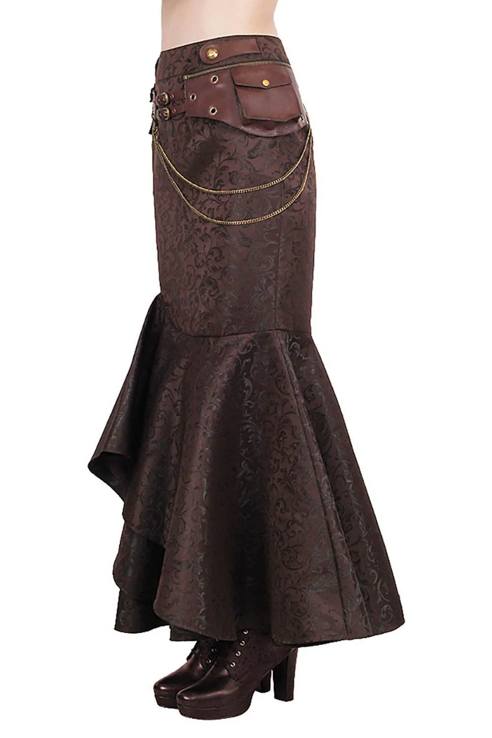 Haleema Long Ruffled Steampunk Skirt
